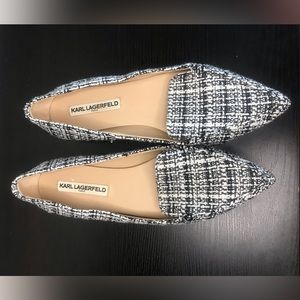 Karl Lagerfeld Paris Black and White Boucle Loafer Flat size 9